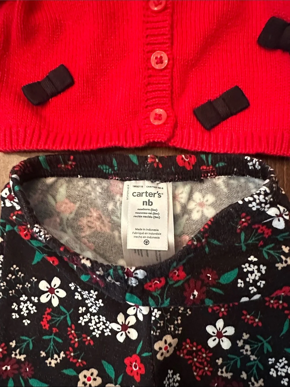 Carter's Baby Girl Holiday Cardigan and Black Floral Leggings Set